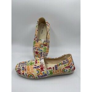 Womens Toms Size 7.5 Shoes SlipOn Alpargata Unity Love Wins Pride Rainbow Canvas